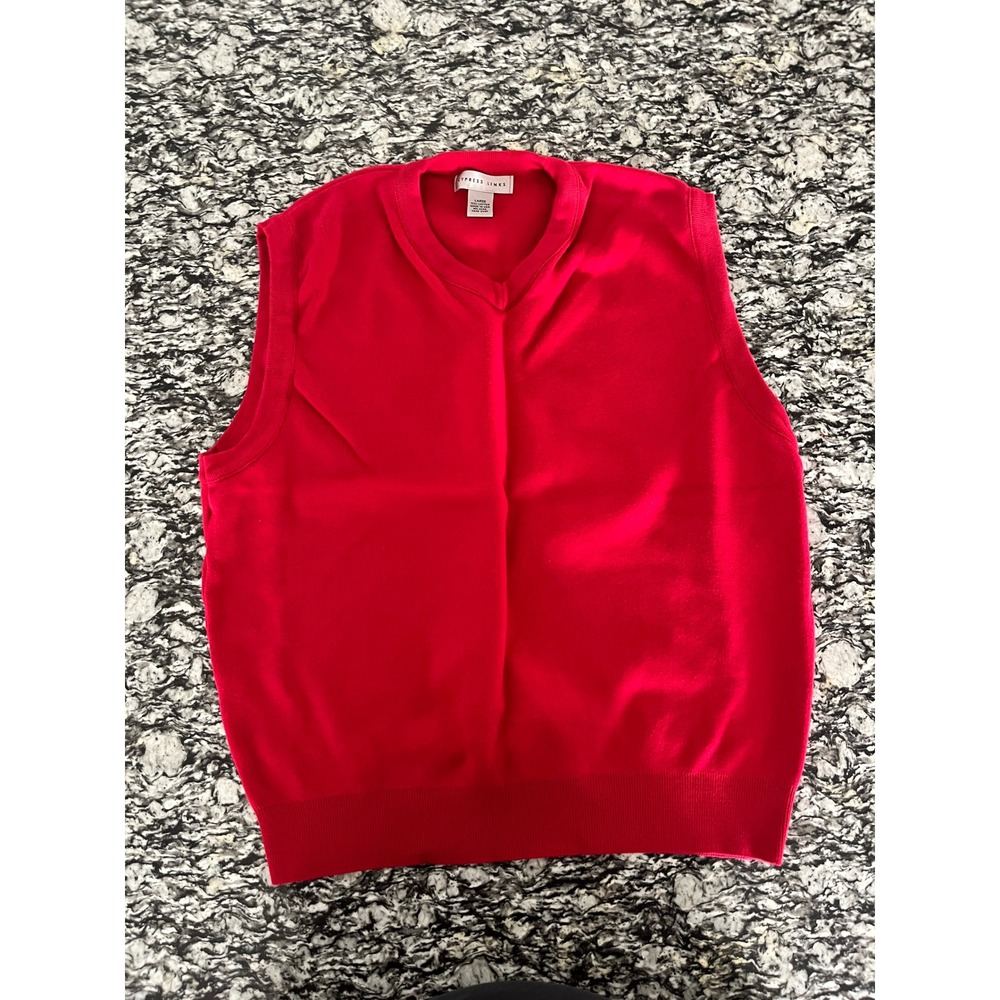Cypress Links Mens Red 100% Cotton V-Neck Knit Sweater Vest Large Made in USA